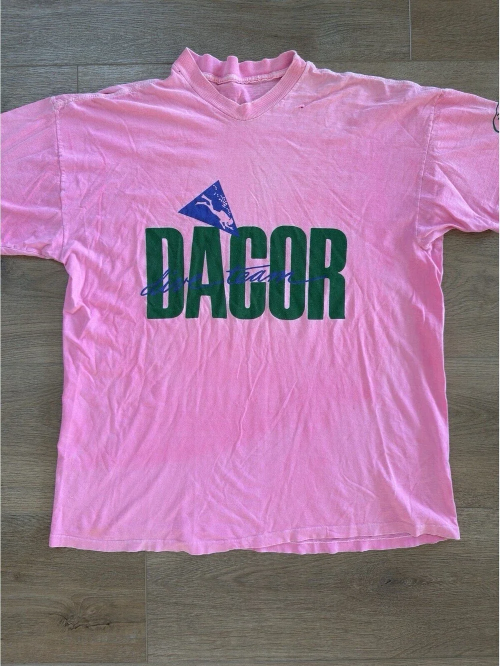Vintage 90s DACOR Dive Team Single Stitch Pink T Shirt USA Scuba Distressed L XL
